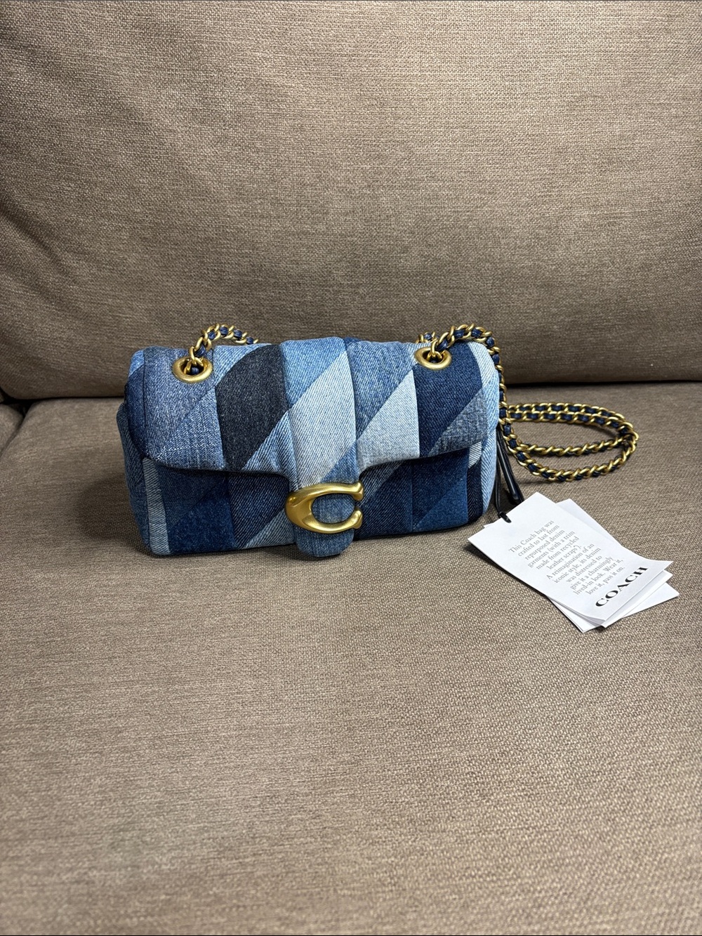 Coach Tabby 20 Patchwork Quilted Denim  Shoulder Bag CAM93+ COA
